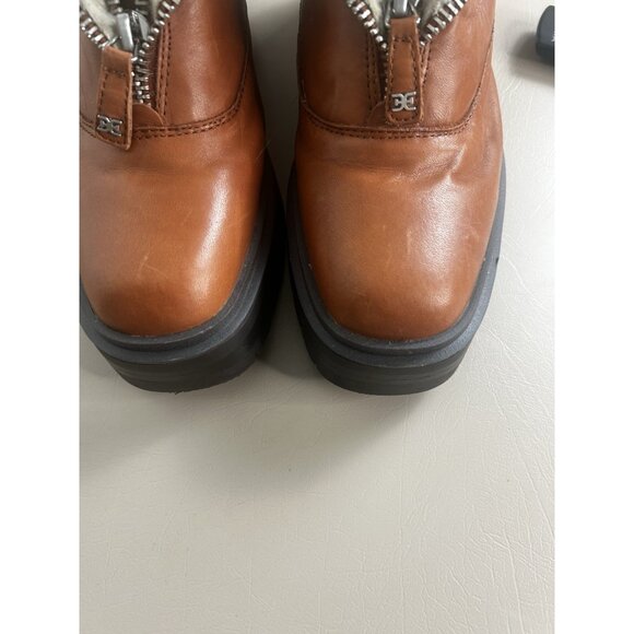 Sam Edelman Linds Brown Leather Chunky Heel Rounded Toe Zipper Ankle Boots SZ 9 - Picture 8 of 15